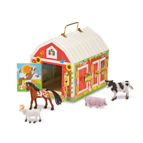 Latches Barn Wooden Play Set With 4 Farm Animals