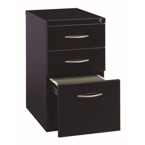 Hirsh Industries Arch Pull Mobile Pedestal Filing Cabinet in Black