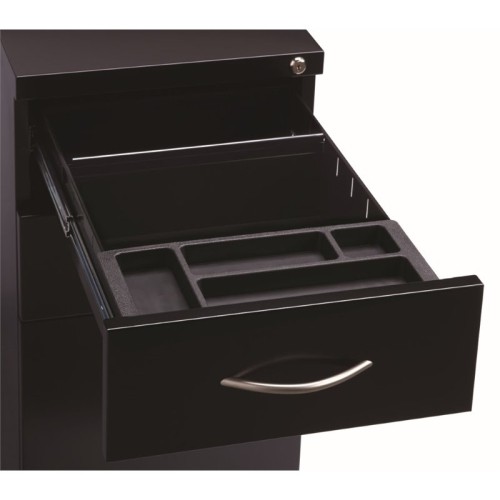 Hirsh Industries Arch Pull Mobile Pedestal Filing Cabinet in Black