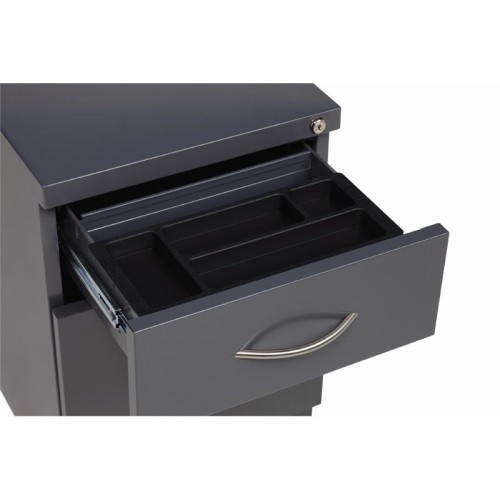 Hirsh Industries Arch Pull Mobile Pedestal Filing Cabinet in Gray