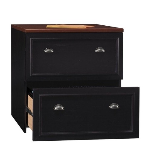 Pemberly Row 2 Drawer Lateral File Cabinet in Black and Cherry
