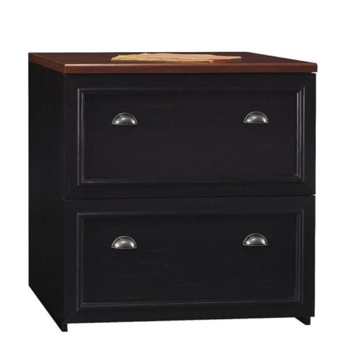 BOWERY HILL  2 Drawer Lateral File Cabinet In Black And Cherry