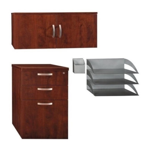 Bowery Hill 3 Piece Mid-Century Modern Wood Storage Kit in Hansen Cherry