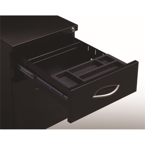 Hirsh Industries Arch Pull Mobile Pedestal Filing Cabinet in Black