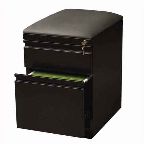 Pemberly Row Mobile Seat Box-File Cabinet in Black
