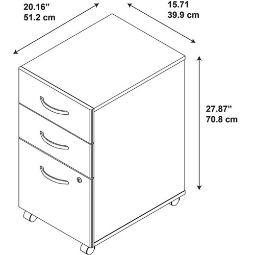 Series C 3 Drawer Assembled Mobile File Cabinet in Mocha Cherry -Engineered Wood