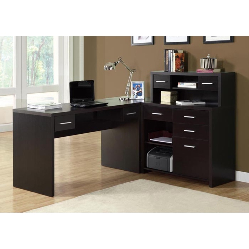Monarch Hollow Core L Shaped Home Office Desk With Hutch In