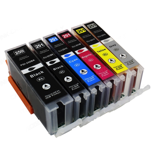 GOTONERS  Generic Packaged 5Pk Canon New Compatible Pgi-250Bk Xl Cli-251 Cmyk Xl High Yield Color Inkjet Set for Pixma Mg5420/6320, Cmx722/mx922