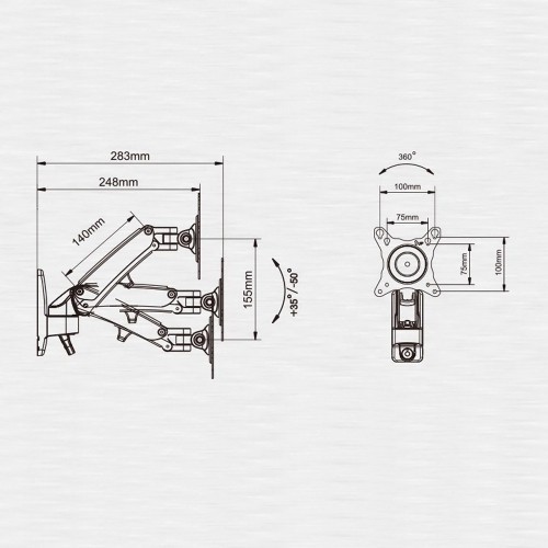 axGear Wall Mount Gas Strut Full Motion LED LCD Monitor Tilt Arm Bracket 19 - 27 in