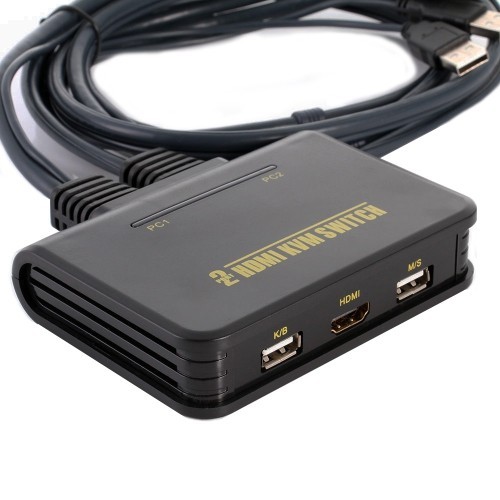 axGear axGear HDMI KVM Switch 2 Port with Cables for Keyboard Mouse Monitor Sharing
