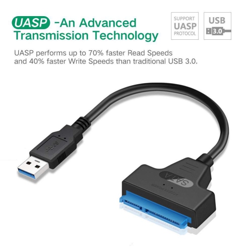 UniLink (TM) Câble adaptateur USB 3.0 vers SATA 22 broches SATA vers USB  3.0 Super Speed 2,5 Disque dur SSD 