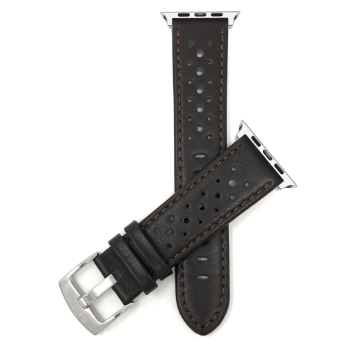 Brown, GT Rally Perforrated, Vented Racer Leather 42mm / 44mm / 45mm / 49mm Apple Watch Strap Band, Series 8 7 6 5 4 3 2 1 SE & Ultra