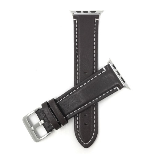 Coutures brunes et blanches, imperméables pour hommes, bracelet en cuir de 42 mm pour Apple Watch, fini mat, pour séries 1, 2 et 3
