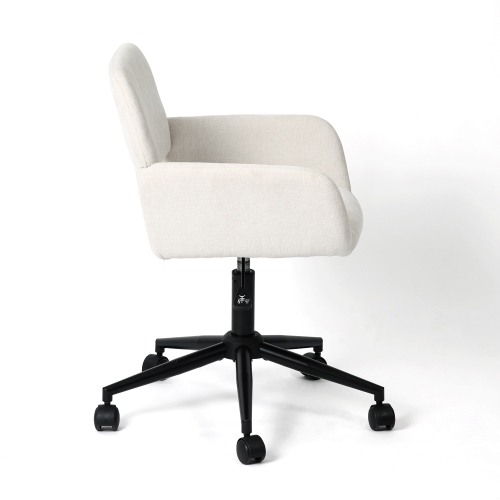 Homy Casa Adjustable Task Chair with Ergonomic Back Soft Seat Wheels, Beige Fabric Upholstery