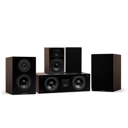 Fluance Elite High Definition Compact Surround Sound Home Theater 5.0 Channel System - Natural Walnut