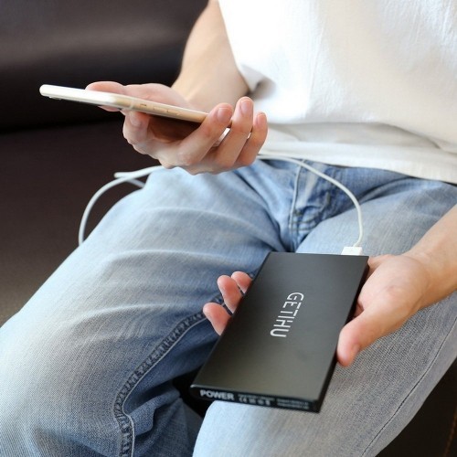 10000 mAh Portable Power Bank with 2 USB Ports External Battery Backup Ultra Slim Thin Powerbank for iPhone