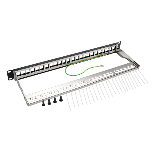 Tripp Lite 24-Port Keystone Blank Patch Panel RJ45, USB, HDMI, Cat5e/Cat6 Rackmount Shielded 1URM TAA