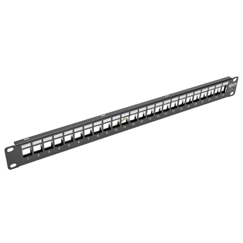 Tripp Lite 24-Port Keystone Blank Patch Panel RJ45, USB, HDMI, Cat5e/Cat6 Rackmount Shielded 1URM TAA