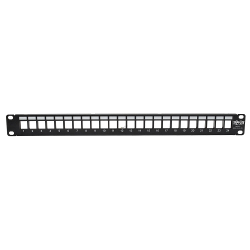 Tripp Lite 24-Port Keystone Blank Patch Panel RJ45, USB, HDMI, Cat5e/Cat6 Rackmount Shielded 1URM TAA