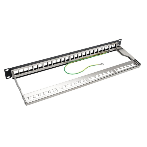 Tripp Lite 24-Port Keystone Blank Patch Panel RJ45, USB, HDMI, Cat5e/Cat6 Rackmount Shielded 1URM TAA