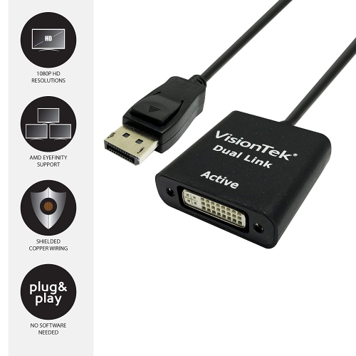 M//F 900639 Visiontek DisplayPort to Dual Link DVI-D Active Adapter