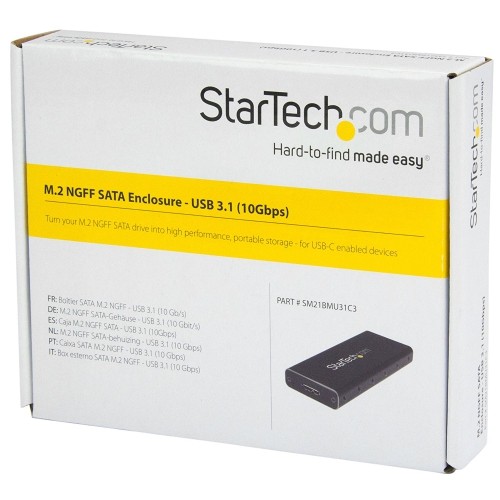 StarTech M.2 to SATA SSD Enclosure - USB 3.1 with USB C Cable