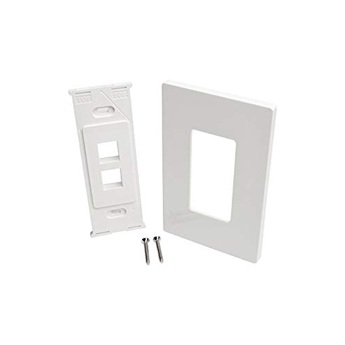 Tripp Lite N080-102 Single-Gang 2-Port Universal Keystone Wall Plate, Cat5/6/6a, USB, HDMI, DisplayPort, RCA, White