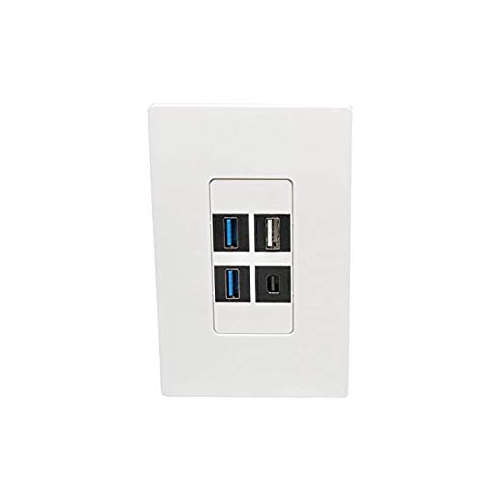Tripp Lite N080-104 Single-Gang 4-Port Universal Keystone Wall Plate, Cat5/6/6a, USB, HDMI, DisplayPort, RCA, White