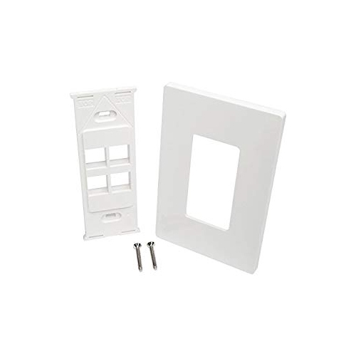Tripp Lite N080-104 Single-Gang 4-Port Universal Keystone Wall Plate, Cat5/6/6a, USB, HDMI, DisplayPort, RCA, White