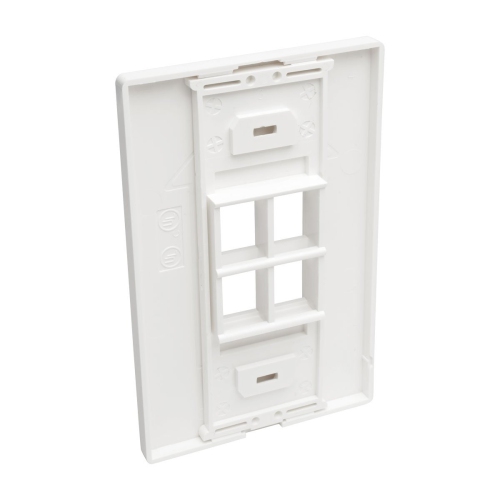 Tripp Lite N080-104 Single-Gang 4-Port Universal Keystone Wall Plate, Cat5/6/6a, USB, HDMI, DisplayPort, RCA, White