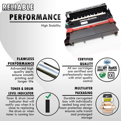 3PK-Inkfirst® High Yield Compatible Toner Cartridge Drum Unit TN-660 DR-630 Replacement for Brother TN660 DR630