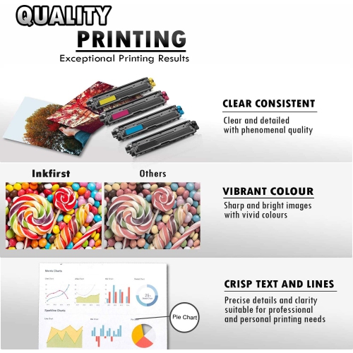 1 Set of 4 Inkfirst® Compatible Toner Cartridges Replacement for Brother TN221 TN225 MFC-9340CDW MFC-9130CW MFC-9330CDW