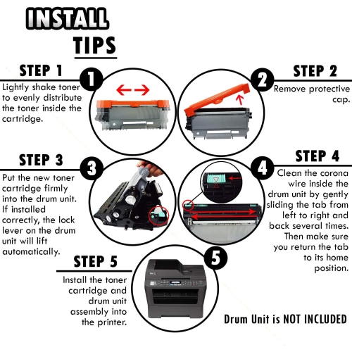 3 High Yield Inkfirst® High Yield Compatible Toner Cartridges TN-450 TN450 Replacement for Brother TN-450 Black HL-2220