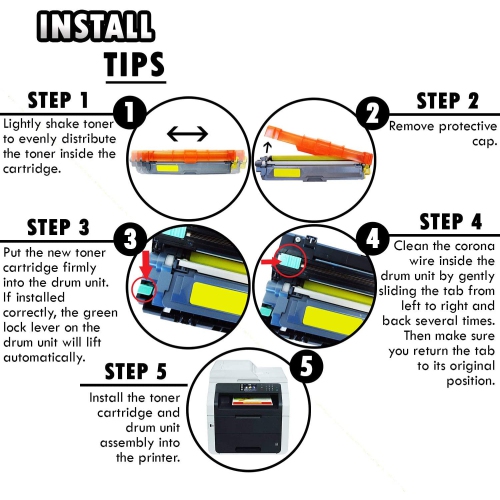 1 Set of 4 Inkfirst® Compatible Toner Cartridges TN221BK TN221C TN221M TN221Y TN225 Replacement for Brother TN221 TN225