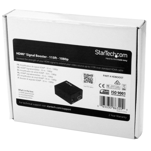 StarTech HDMI Signal Booster - HDMI Signal Amplifier - 115 ft - 1080p