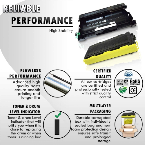 2PK- Inkfirst® Compatible Toner Cartridge & Drum Unit TN-350 DR-350 Replacement for Brother TN350 DR350 HL-2030