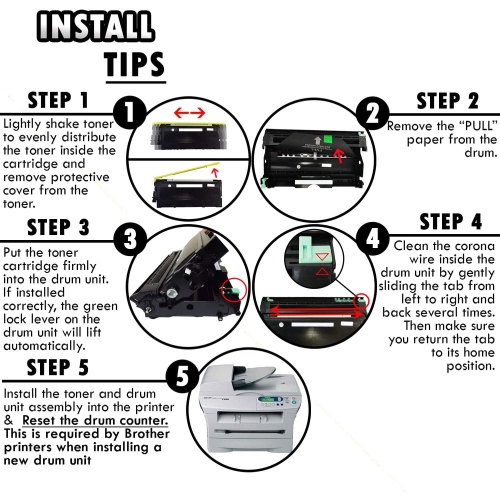 2PK- Inkfirst® Compatible Toner Cartridge & Drum Unit TN-350 DR-350 Replacement for Brother TN350 DR350 HL-2030