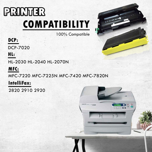 2PK- Inkfirst® Compatible Toner Cartridge & Drum Unit TN-350 DR-350 Replacement for Brother TN350 DR350 HL-2030