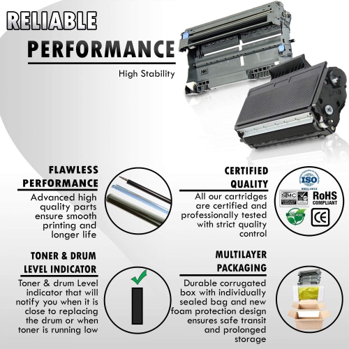 3PK-Inkfirst® High Yield Compatible Toner Cartridge Drum Unit TN-650 DR-620 Replacement for Brother TN650 DR620