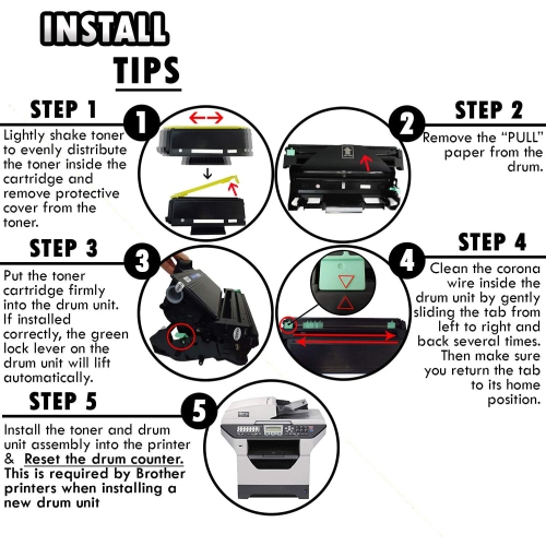 3PK-Inkfirst® High Yield Compatible Toner Cartridge Drum Unit TN-650 DR-620 Replacement for Brother TN650 DR620