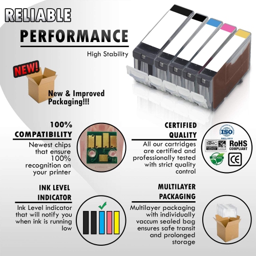 3 Set of 5 Inkfirst Compatible Ink Cartridges Replacement for Canon PGI-5 CLI-8 PGI5 CLI8 PIXMA MX850 iP4200 iP4300 iP4500