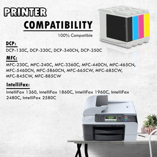 10 Inkfirst® Compatible Ink Cartridges LC51BK LC51C LC51M LC51Y Replacement for Brother LC51 IntelliFax 1360 1860C 2SET+2BK