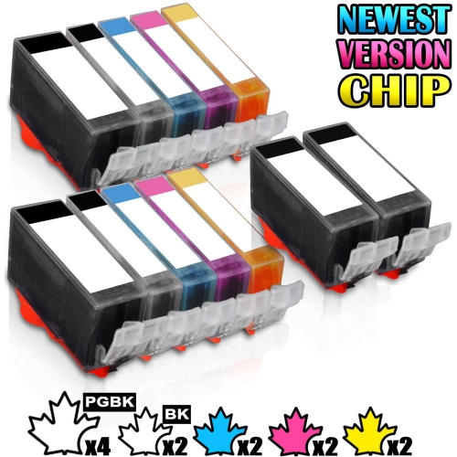 12 Inkfirst Compatible PGI-220 CLI-221 Ink Cartridges Replacement for Canon PGI220 CLI221 PIXMA iP3600 iP4600 2SET+2PGI