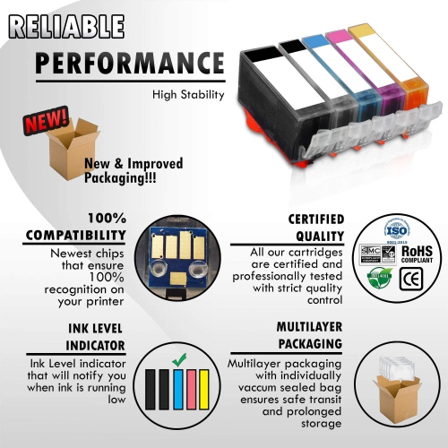 12 Inkfirst Compatible PGI-220 CLI-221 Ink Cartridges Replacement for Canon PGI220 CLI221 PIXMA iP3600 iP4600 2SET+2PGI