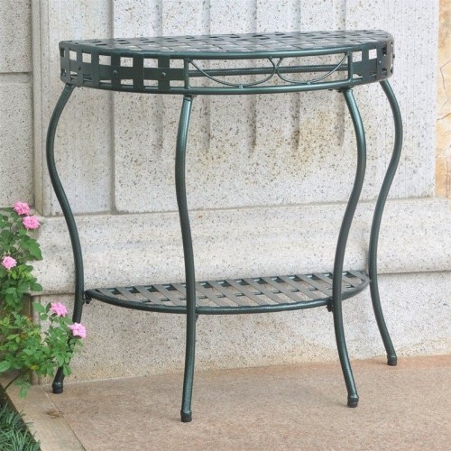 Image 1 de 1.. International Caravan Santa Fe Iron Patio Console Table in Verdi Gris