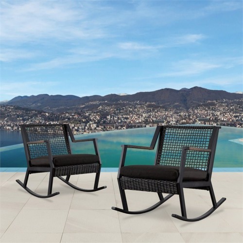 Real Flame Calvin Aluminum Patio Rocker in Black