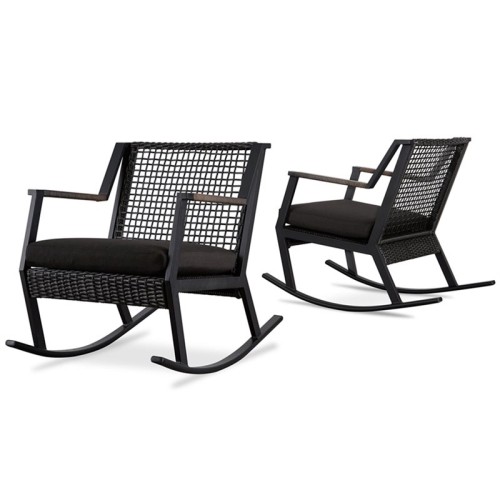 Real Flame Calvin Aluminum Patio Rocker in Black