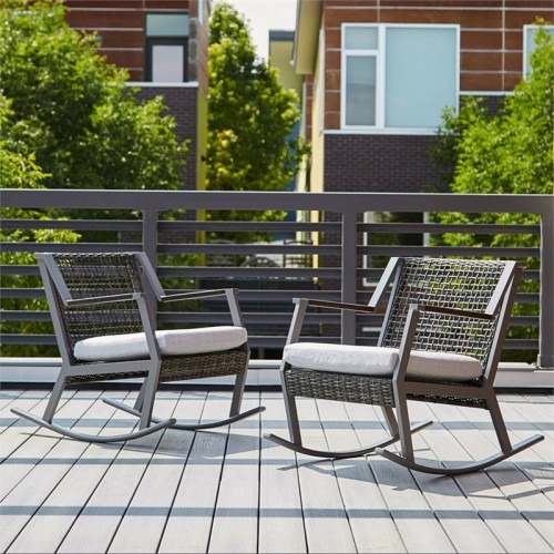 Real Flame Calvin Aluminum Patio Rocker in Gray