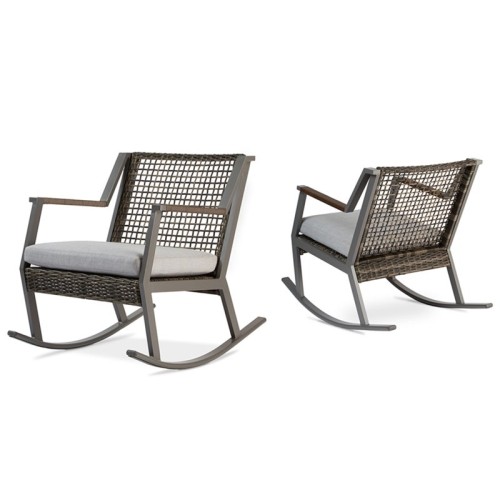 Real Flame Calvin Aluminum Patio Rocker in Gray