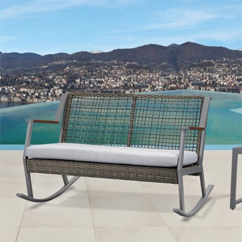 Banc berçant de patio en aluminium Calvin de Real Flame - Gris